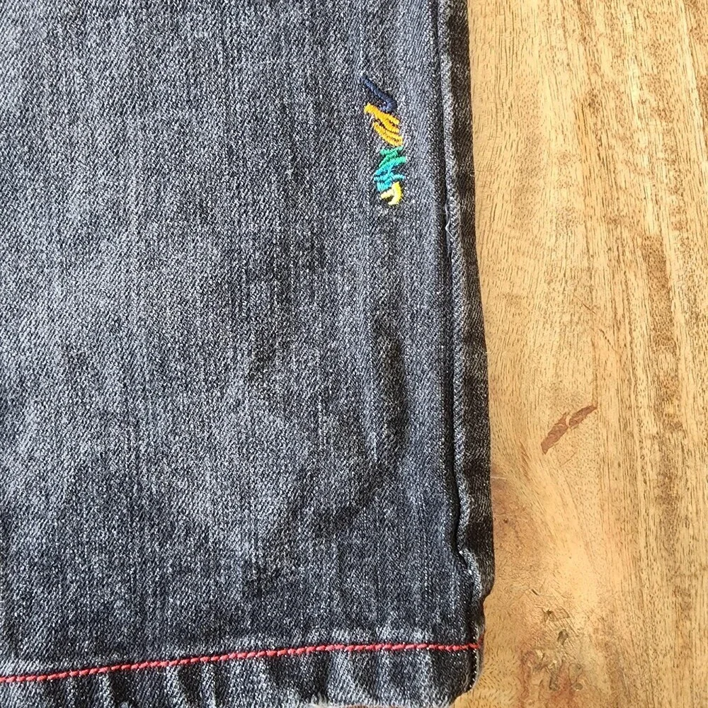 Coogi Shorts Mens 38 Gray Denim Bermuda Embroidered Logo Hip Hop Colorful